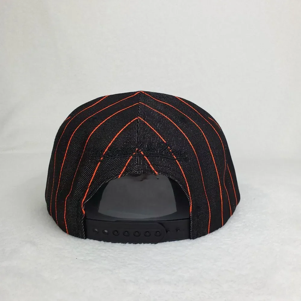 Phoenix Suns Mitchell & Ness NBA Snapback Hat Cap Black Denim Pinstripe NWT‎